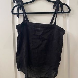 J.crew 100% cotton black tank top with tied straps